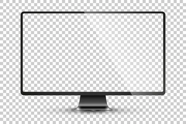 Trendy realistische dunne frame monitor mock up met blanco wit scherm geïsoleerd. PNG — Stockvector