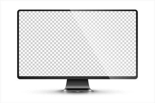 Moderno monitor de marco delgado realista maqueta con pantalla blanca en blanco aislado. PNG — Vector de stock