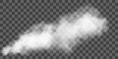 Beyaz duman bulutu şeffaf arkaplanda izole edildi.. 