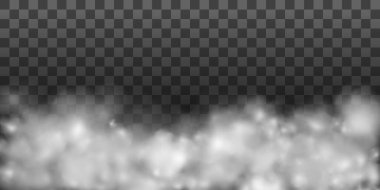 Sis ya da duman izole edilmiş şeffaf özel efekt. Beyaz vektör bulanıklığı, sis veya sis arkaplanı. PNG. 