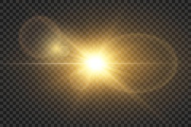 Vektör şeffaf güneş ışığı özel lens ışık efekti. PNG.