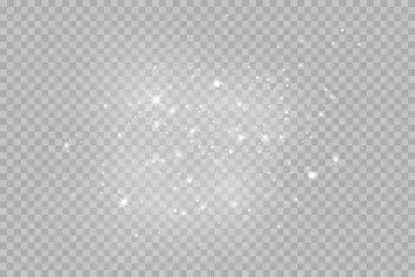 The dust sparks and golden stars shine with special light. Vector sparkles on a transparent background. Christmas light effect. Sparkling magical dust particles. — Stock Vector