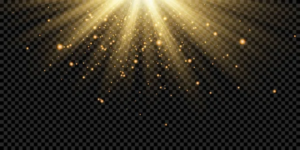 Light flare special effect with rays of light and magic sparkles. Glow transparent vector light effect set, explosion, glitter, spark, sun flash. — Stock Vector