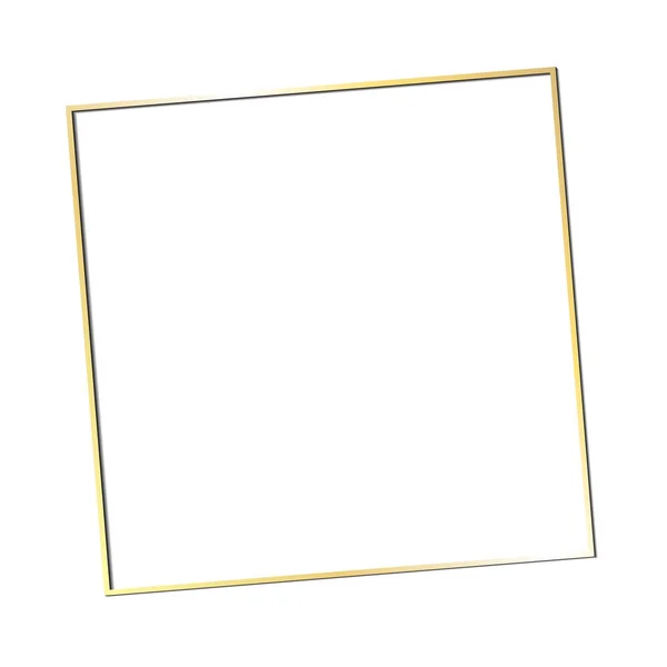 Beyaz arka planda izole gölgeleri olan parlak, altın rengi bir vintage çerçeve. Altın lüks gerçekçi dikdörtgen sınır. PNG. — Stok Vektör