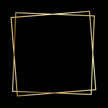 Siyah arka planda izole edilmiş gölgeleri olan parlak, altın rengi bir vintage çerçeve. Altın lüks gerçekçi dikdörtgen sınır. PNG.