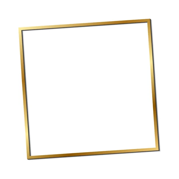 Cornice vintage lucente oro brillante con ombre isolate su sfondo bianco. Golden lusso realistico bordo rettangolo. PNG. — Vettoriale Stock