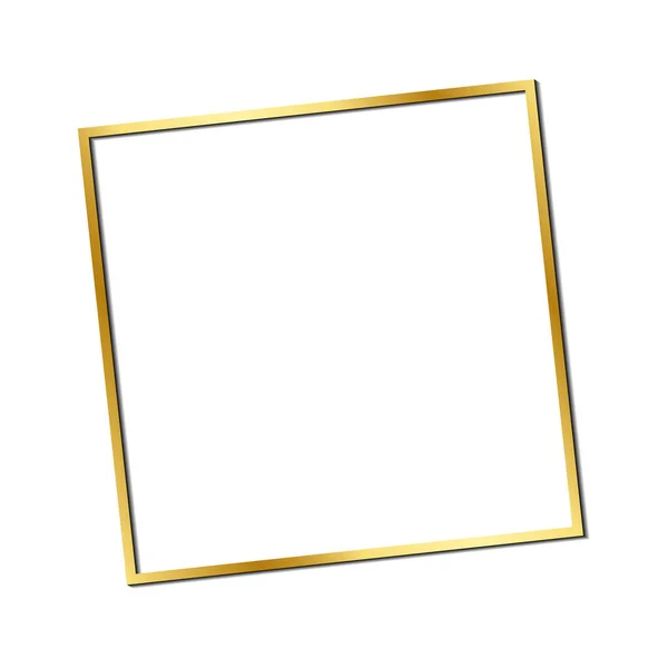 Moldura vintage brilhante dourada com sombras isoladas no fundo branco. Golden luxo fronteira retângulo realista. PNG. — Vetor de Stock