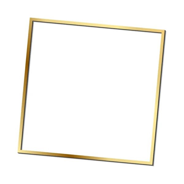 Cadre vintage brillant doré avec ombres isolées sur fond blanc. Frontière rectangulaire réaliste de luxe doré. PNG. — Image vectorielle