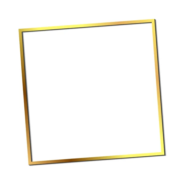 Marco vintage brillante dorado con sombras aisladas sobre fondo blanco. borde rectángulo realista de lujo dorado. PNG. — Vector de stock