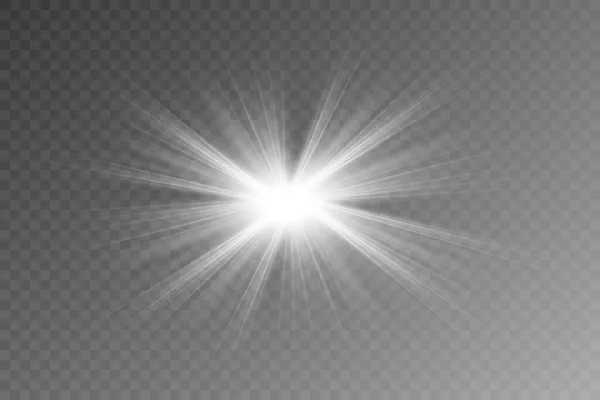 Luce solare trasparente vettoriale effetto luce di brillamento speciale lente. PNG. — Vettoriale Stock