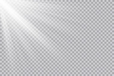 Vektör şeffaf güneş ışığı özel lens flaş efekti. Ön güneş merceği flaşı. Işığın ışığında vektör bulanıklığı.