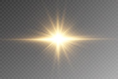 Vektör şeffaf güneş ışığı özel lens ışık efekti. PNG. Vektör illüstrasyonu 
