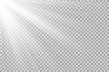 Vektör şeffaf güneş ışığı özel lens flaş efekti. Ön güneş merceği flaşı. Işığın ışığında vektör bulanıklığı.