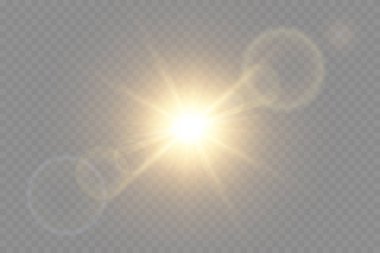 Vektör şeffaf güneş ışığı özel lens ışık efekti. PNG