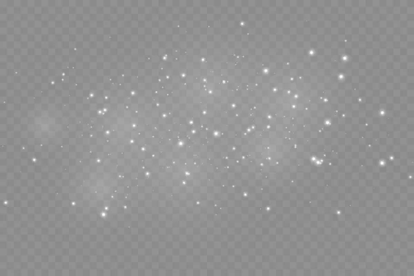 Пыльные искры и золотые звезды сияют особым светом. Векторные блески на прозрачном фоне. — стоковый вектор
