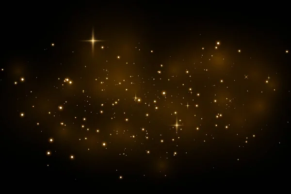 As faíscas de poeira e estrelas douradas brilham com luz especial. Vector faíscas em um fundo transparente. —  Vetores de Stock