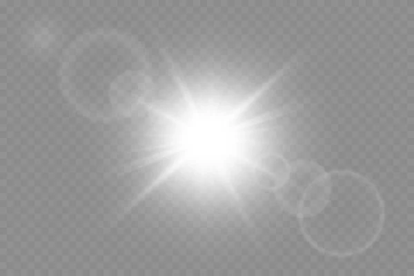 Luce solare trasparente vettoriale effetto luce di brillamento speciale lente. PNG — Vettoriale Stock