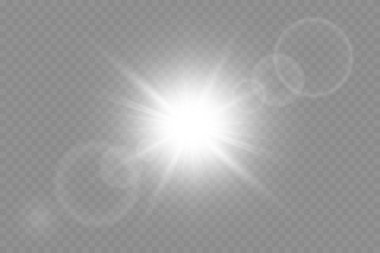 Vektör şeffaf güneş ışığı özel lens ışık efekti. PNG
