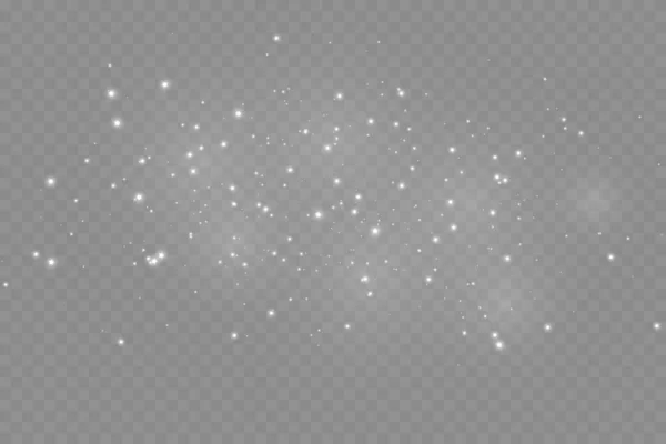 Las chispas de polvo y las estrellas doradas brillan con una luz especial. El vector brilla sobre un fondo transparente. — Archivo Imágenes Vectoriales