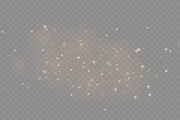 Η σκόνη σπινθήρες και χρυσά αστέρια λάμπουν με ειδικό φως. Διάνυσμα λάμπει σε ένα διαφανές φόντο. — Διανυσματικό Αρχείο