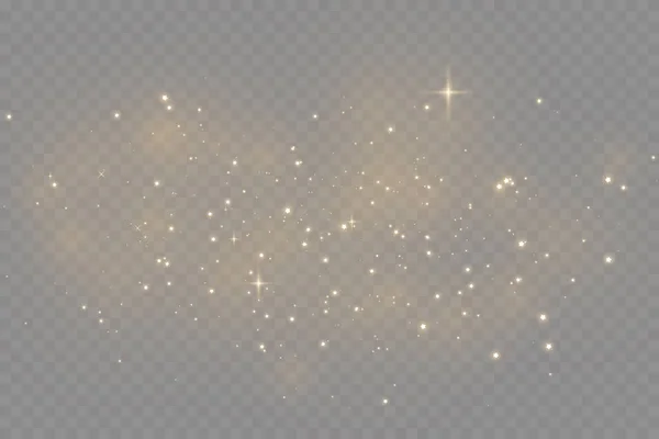 As faíscas de poeira e estrelas douradas brilham com luz especial. Vector faíscas em um fundo transparente. — Vetor de Stock