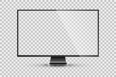 Metnin veya resmin için boş ve şeffaf izole ekranı olan siyah televizyonun gerçekçi çizimi