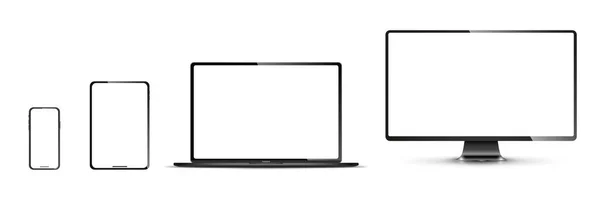 Realisztikus készlet monitor, laptop, tablet, okostelefon - stock — Stock Vector