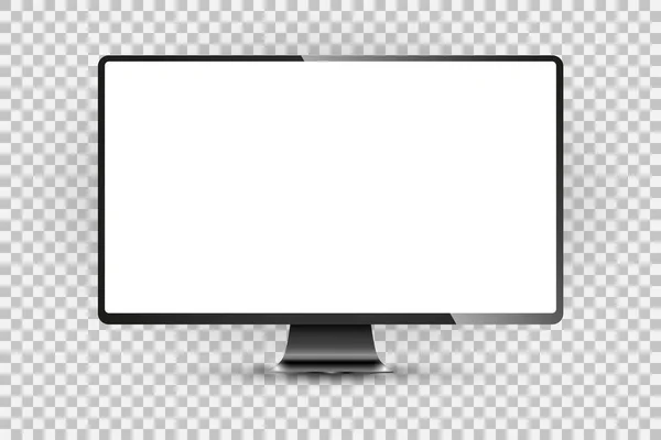 검은 TV 에 대한 실제적 인 삽화서 있고, 텍스트나 이미지를 위한 공간 이 있는 빈 투명 스크린 이 있다 — 스톡 벡터