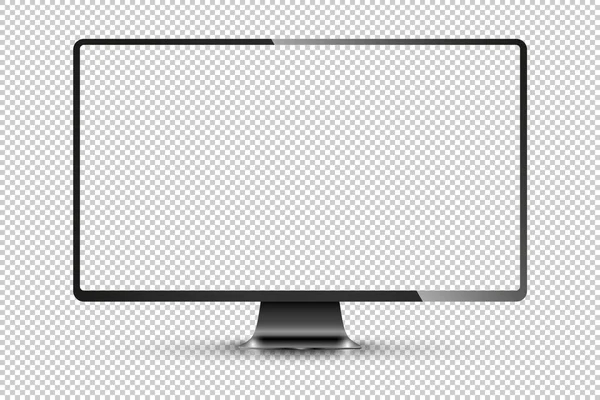 검은 TV 에 대한 실제적 인 삽화서 있고, 텍스트나 이미지를 위한 공간 이 있는 빈 투명 스크린 이 있다 — 스톡 벡터