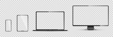 Gerçekçi monitör seti, dizüstü bilgisayar, tablet, akıllı telefon - stok 