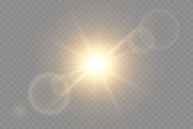 Vektör şeffaf güneş ışığı özel lens ışık efekti. PNG