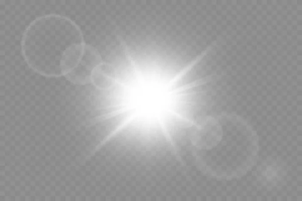 Efecto de luz de destello de lente especial de luz solar transparente vectorial. PNG — Vector de stock