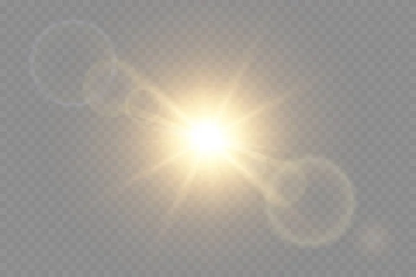 Luce solare trasparente vettoriale effetto luce di brillamento speciale lente. PNG — Vettoriale Stock