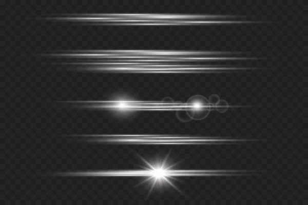 Luz y rayas que se mueven rápidamente sobre fondo oscuro.diseño del efecto de luz. PNG. Conjunto — Vector de stock