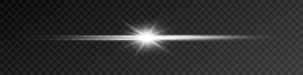 Paquete de bengalas de lentes horizontales. Rayos láser, rayos de luz horizontales.Hermosas bengalas de luz. PNG — Vector de stock