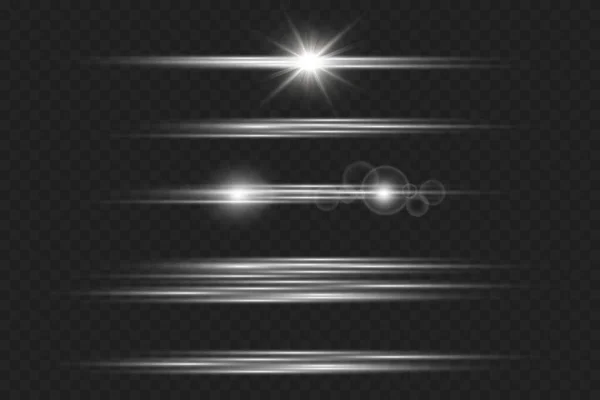 Licht en strepen bewegen snel over donkere achtergrond.Ontwerp van het lichteffect. PNG. Reeks — Stockvector