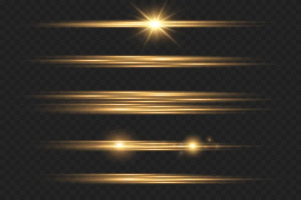暗い背景の上で速く動く光と縞。光の効果のデザイン。PNG 。セット — ストックベクタ