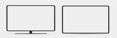 Aygıt ekran modeli. Akıllı telefon, tablet ve monoblock monitörü, sizin için boş ekran. PNG. Vektör