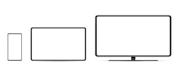 Ekran urządzenia. Smartfon, tablet, laptop i monitor monoblokowy, z pustym ekranem dla Ciebie zaprojektować. PNG. Wektor i — Wektor stockowy