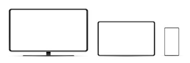 Aygıt ekran modeli. Akıllı telefon, tablet ve monoblock monitörü, sizin için boş ekran. PNG. Vektör