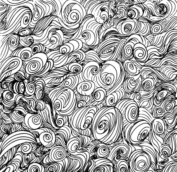 Dalgalı bir arka plan. El çizimi kıvırcık arka plan. Modern duvar kağıdı. Deniz dalgaları. Vektör illüstrasyonu.