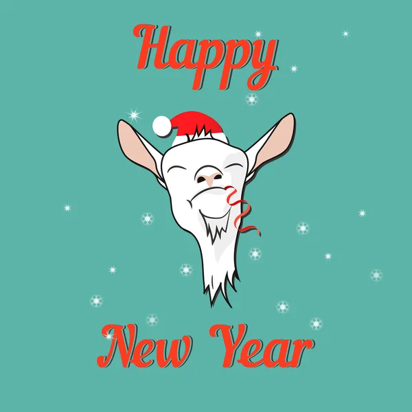 Buona capra sulla carta di nuovo anno — Vettoriale Stock