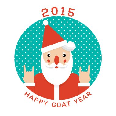 Print with Santa claus hand rock horn gesture. clipart