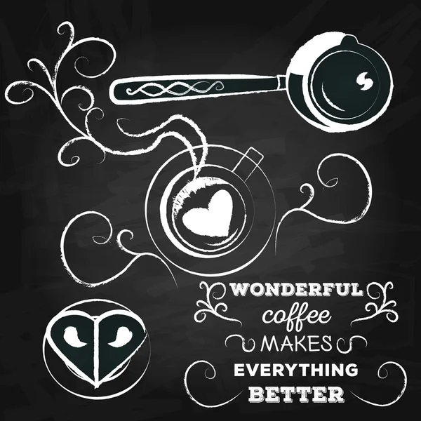 Poster lettering "wonderful coffee makes everything better" — Stock Vector