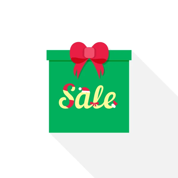 Yay ile zarif Noel hediye kutusu. düz tasarım. afiş, grafik veya Web sitesi düzeni şablonu.