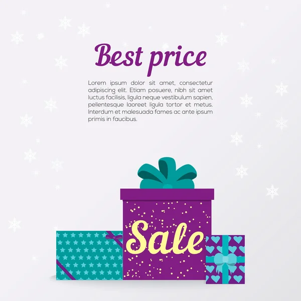 Yay ile zarif Noel hediye kutusu. düz tasarım.