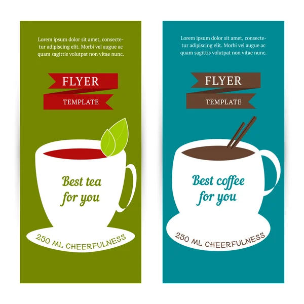 Set of vertical banners. Flyer template with coffee and tea concept - vector — Stock Vector