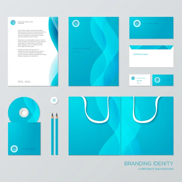 İleti örneği şablon tasarım mavi dalga elemanları ile. İş için belgeler.