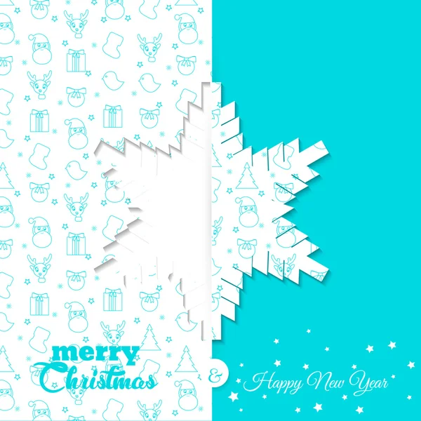 Hintergrund mit weihnachtlichem Symbol-Muster. Vorlagen für Weihnachts- und Neujahrskarten - Schneeflockenvektorillustration — Stockvektor
