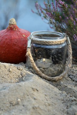 Sonbahar dekorasyon: kabak, fener ve heather